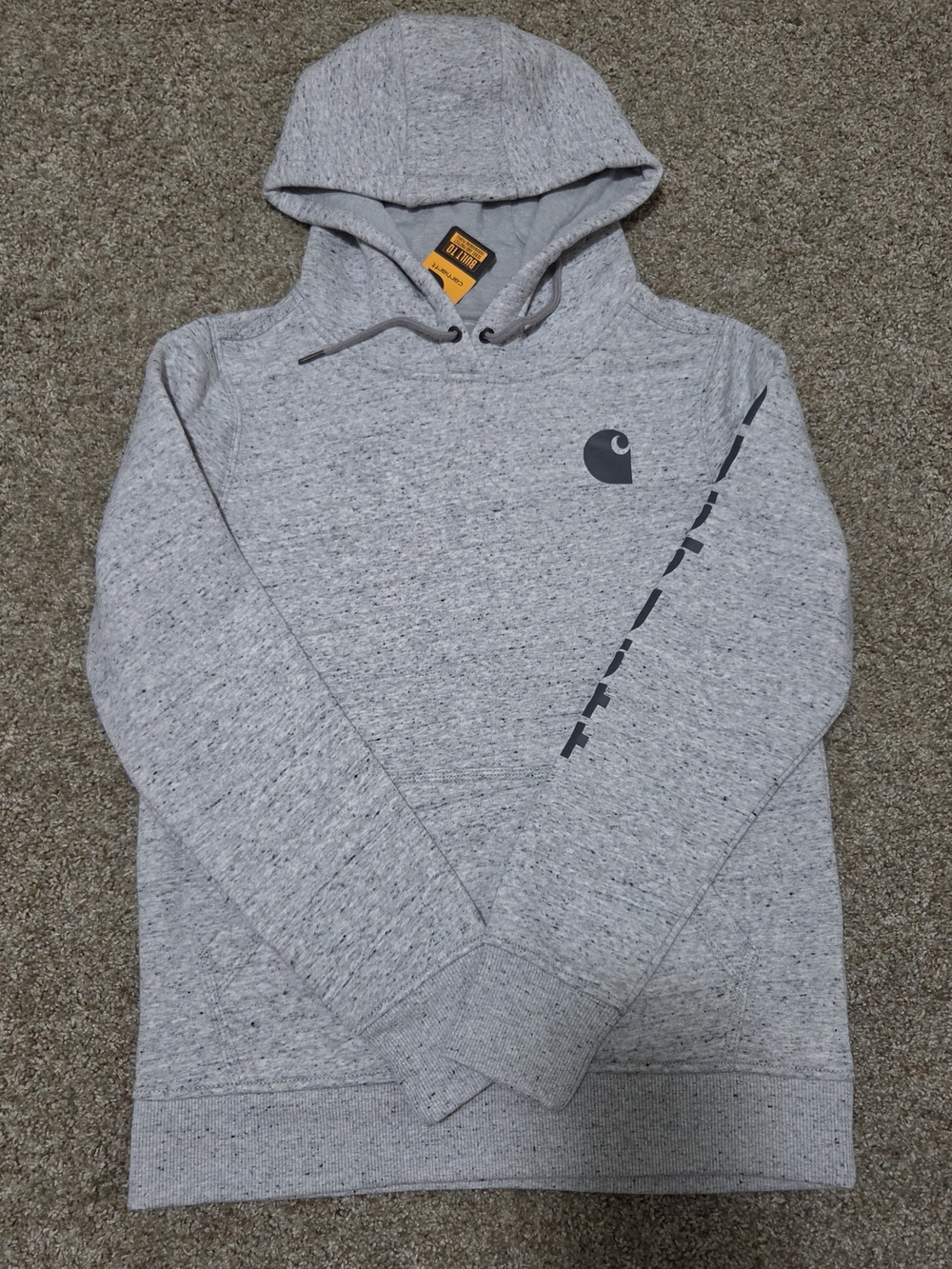 Carhartt Light Heather Gray Men's Hoodie with Logo Sleeve Detail